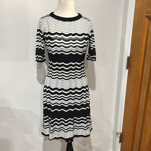 Missoni Black and White Chevron Sheath Midi Dress